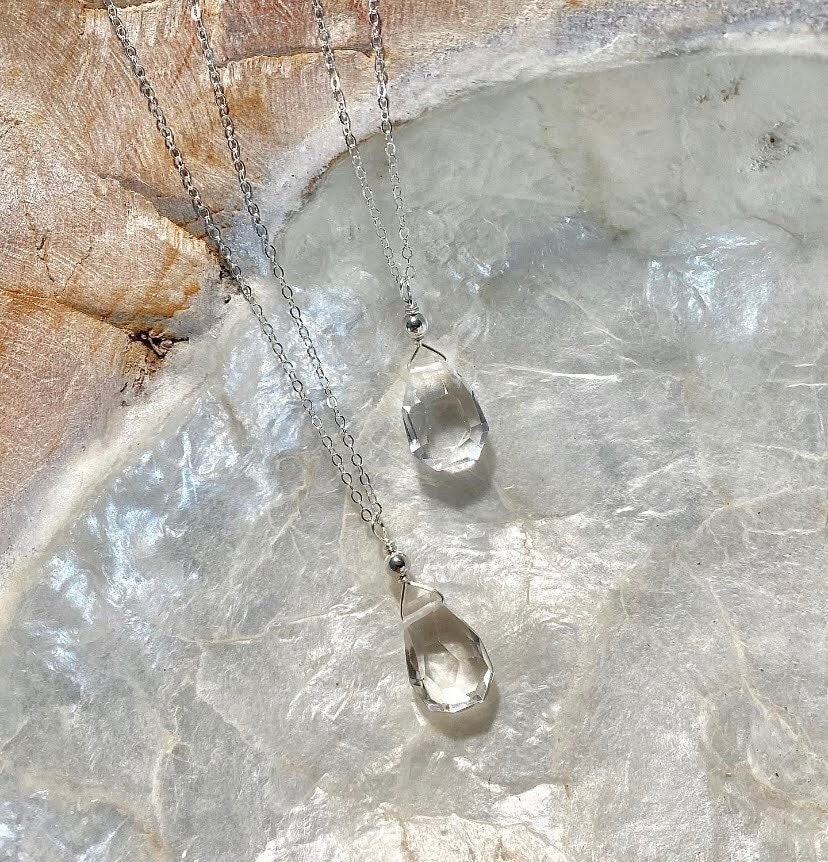 Clear Quartz Pendant Necklace, Anxiety Relief Crystal, Clear Crystal Quartz Necklace, Quartz Jewelry, Healing Crystal