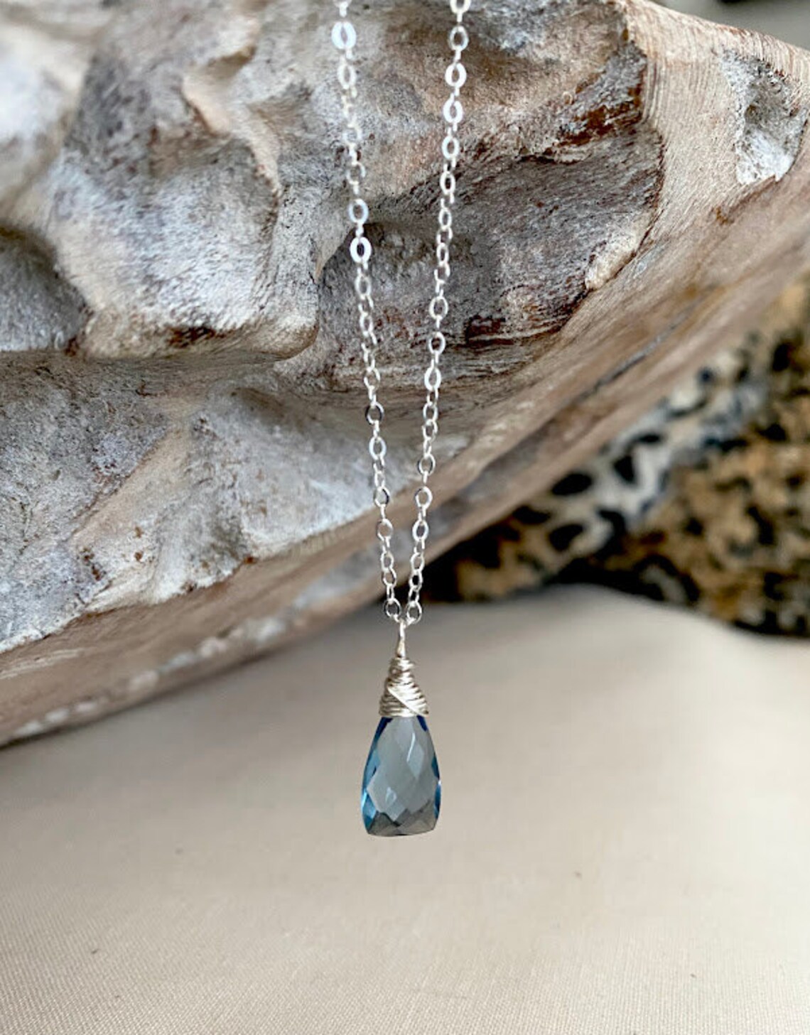 London Blue Topaz Necklace Minimalist Jewelry Topaz Jewelry - Etsy