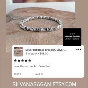 Silver Bali Bead Bracelet, Silver Bracelet for Women, Bali Stretch Bracelet, Silver Stack Bracelet, Minimalist Jewelry image 5