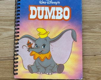 Journal d'écriture recyclé - Petit carnet de notes DUMBO (Disney) doré avec pages lignées + TOUTES les pages du livre original