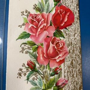 LIVRAISON GRATUITE : carte de voeux pop-out vintage Félicitations roses rouges inutilisé | Éphémères | Lettre |  Papeterie