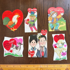 LIVRAISON GRATUITE - Cartes de la Saint-Valentin vintage ferme, épouvantail, coq, paysan, mouton vendues séparément Découpes mignonnes rétro éphémères romantique salle de classe