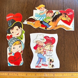 LIVRAISON GRATUITE - Cartes vintage COWBOY pour la Saint-Valentin vendues séparément Découpes Joli journal rétro éphémères Scrapbooking Salle de classe romantique