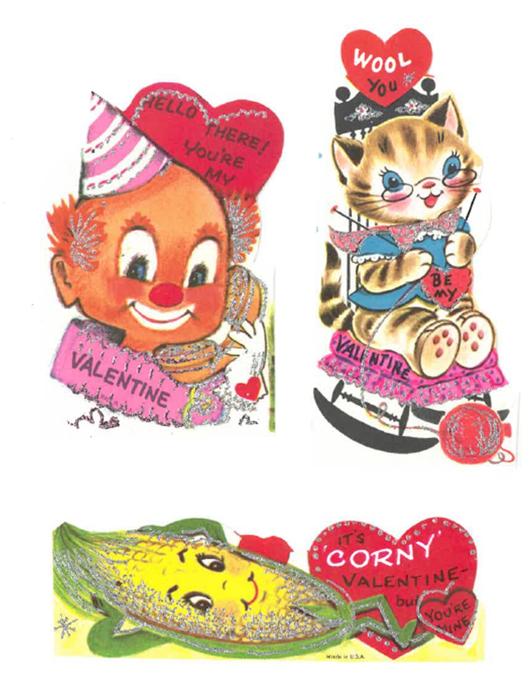 Printable Authentic Vintage Valentine Cards - Printable - Collage ...