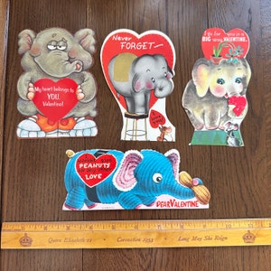 LIVRAISON GRATUITE - Éléphants vintage, artisanat mignon, n'oubliez jamais les cartes de la Saint-Valentin vendues séparément Découpes mignonnes rétro éphémères salle de classe romantique