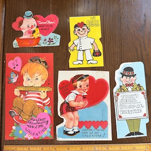 LIVRAISON GRATUITE - Grandes cartes de Saint-Valentin fantaisie floquées vintage vendues séparément Découpes mignonnes rétro éphémères romantique salle de classe