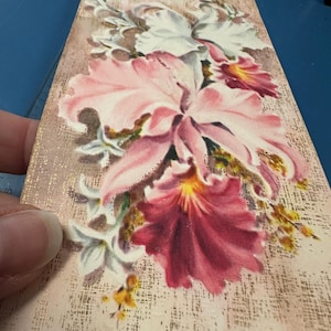 LIVRAISON GRATUITE : vintage rose pastel avec lys et or métallique joyeuse carte de voeux de félicitations inutilisé | Éphémères | Lettre |  Papeterie