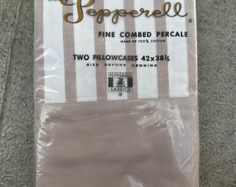 Vintage Lady Pepperell Pillowcases: Fine Combed Percale, Taupe Stripes