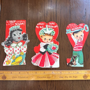 LIVRAISON GRATUITE - Vintage floquée de luxe, grandes cartes fantaisie pour la Saint-Valentin vendues séparément Découpes mignonnes rétro éphémères romantique salle de classe