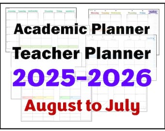 Teacher Planner 2025-2026: Weekly & Monthly Academic Organizer