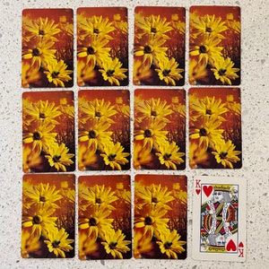 LIVRAISON GRATUITE - Lot de 12 cartes à jouer TOURNESOL vintage | Fleuri | Junk Journal Ephemera | Journal à balles | Fournitures de scrapbooking | Collage
