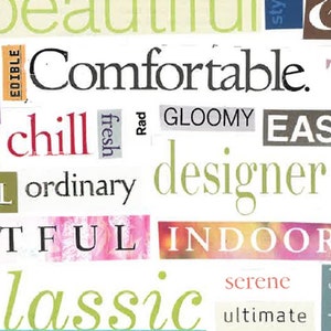 100 Adjectifs - Collage Words From Magazines - Organisation, Mood Boards, Scrapbook, About Me, Planning, Decoupage, Vision Board Printable
