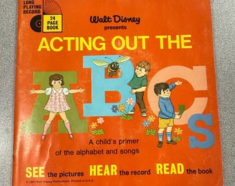 Vintage Disneyland "Acting Out the ABCs" Record and Book 33 Vinyl 1967 USA
