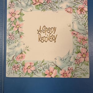 LIVRAISON GRATUITE : carte de vœux « Récupération rapide » vintage florales pastel avec or métallique inutilisé | Éphémères | Lettre | Correspondant | Religieux