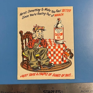 LIVRAISON GRATUITE: carte Get Well vintage avec toilettes extérieures et médicaments inutilisés | Journal Ephemera | Album | Collage | Correspondant | Papeterie