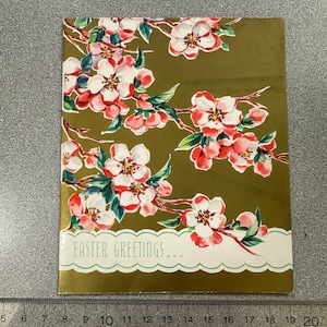 LIVRAISON GRATUITE : carte de voeux de Pâques vintage avec or métallique brillant - avec branches de cerisier Sakura