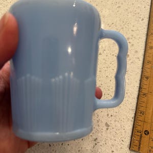 RARE Vintage Antique 1940s Pyrex Blue Delphite Coffee Mug pie crust design, periwinkle farmhouse kitchen, Made in Canada ONE CHIP