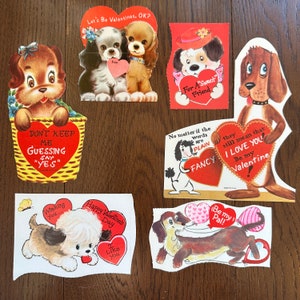 LIVRAISON GRATUITE - Cartes de Saint-Valentin vintage pour chiens et chiots vendues séparément Découpes mignon journal rétro éphémères Scrapbooking salle de classe romantique