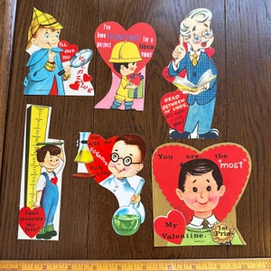 LIVRAISON GRATUITE - érudit vintage - école - mathématiques - sciences Cartes de la Saint-Valentin vendues séparément Découpes mignonnes rétro éphémères romantique salle de classe