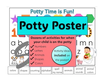Potty Training Activity Poster: Alphabet, Colors, Animals (Printable Download)