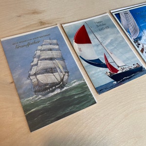 LIVRAISON GRATUITE - 3 Voilier vintage inutilisé PÈRE Cartes de vœux grand-père | Junk Journal Ephemera | Fournitures de scrapbook | Collage | Correspondant