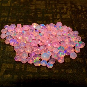 20 Pcs Natural Faceted Pink Ethiopian Opal Faceted Roundel Beads Opal Drilled Loose Beads Faceted Pink Opal Gemstone For Jewelry 4-5MM