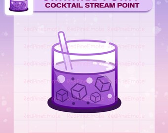 Magic Purple Cocktail Emote, Mocktail Twitch Stream Reward (PNG), Party Channel Point, Sub Badge