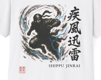 unisex soft-style t-shirt Ninja Spirit Lightning Strike (SHIPPU JINRAI) Japanese T-shirt (Standard)