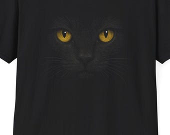 Glowing Cat Eyes T-Shirt: Mystical Feline Design, Gift for Cat Lovers