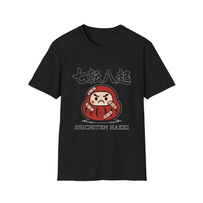 Never Give Up! (SHICHITEN HAKKI) ,Japanese Daruma ,Unisex Softstyle T-Shirt image 2