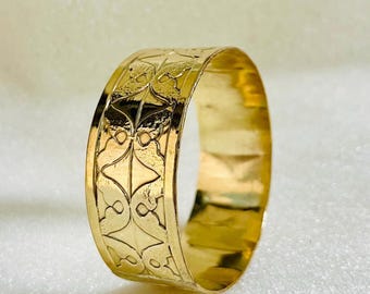 Handcrafted Wide Brass Cuff Bracelet: Artisan Boho Jewelry