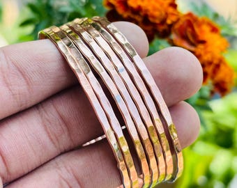 Handcrafted Hammered Copper Bangles – Set of 7 Stacking Bracelets