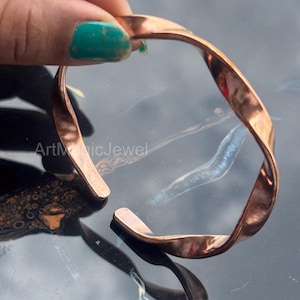 Adjustable Raw Copper Bangle Bracelet: Handmade Twisted Cuff