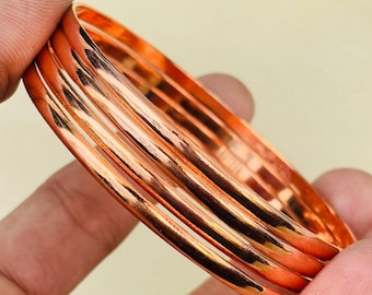 Handcrafted Copper Bangle Set of 4, Stacking Plain Design, Gift For her