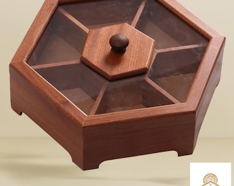 Wooden Divided Snack Box: Rustic Nut & Candy Tray