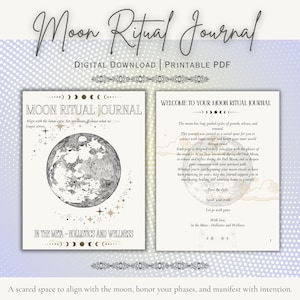 Moon Ritual Journal | Lunar Phases, Zodiac Energy and Manifestation Prompts | Digital PDF Workbook for New & Full Moon Ceremonies