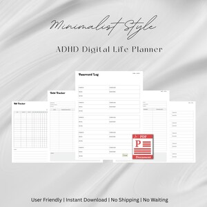 ADHD Digital Life Planner, Remarkable Life Planner, Editable Fitness Planner, Digital Remarkable ADHD Journal, Productivity Planner Template