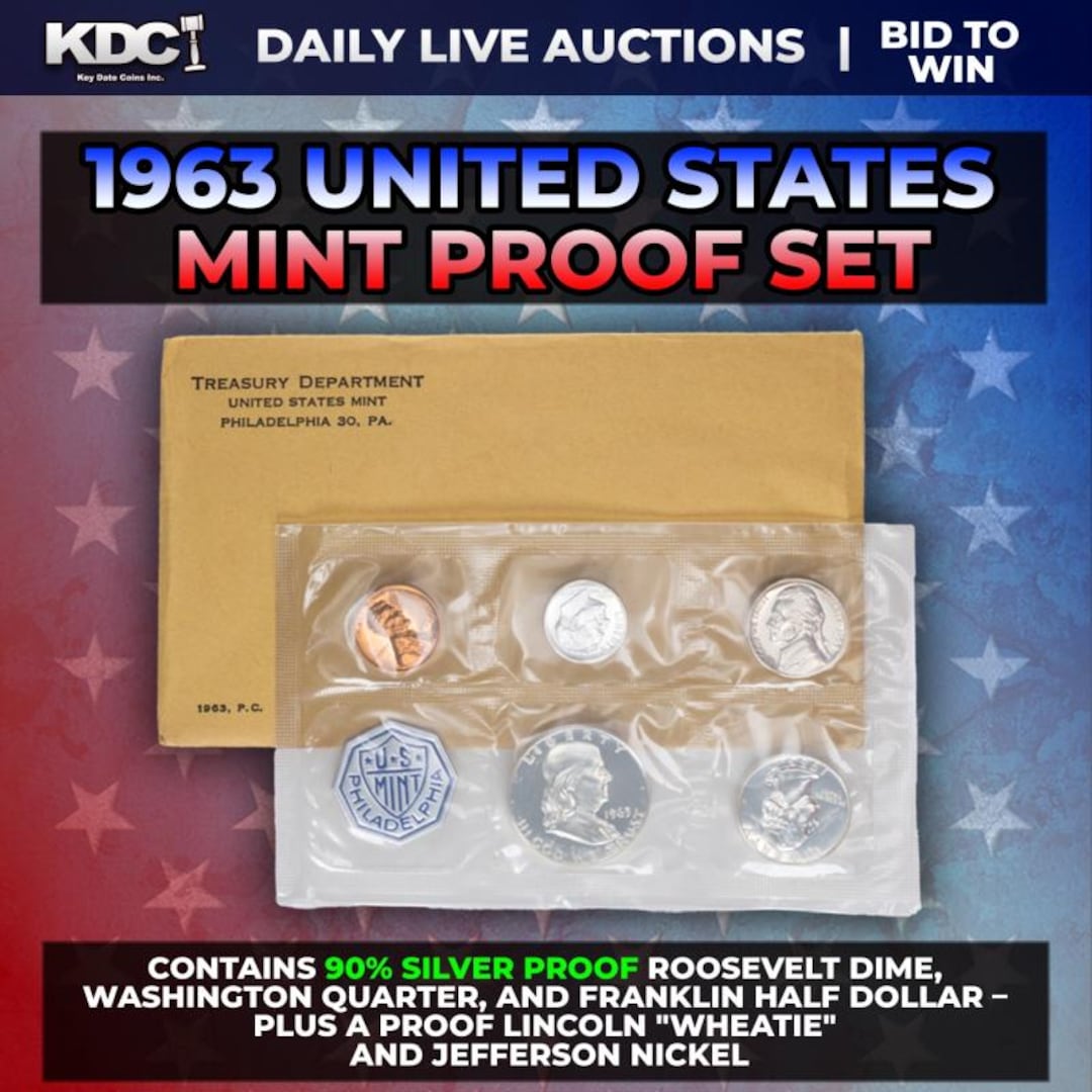 1963 United States Mint Silver Proof Set in Original Government ...