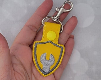 Unique Wrench Badge Snap Tab Keychain made with Marine Vinyl Faux Leather - Practical and Stylish Accessory