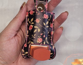 Porte-clés porte-inhalateur pour l'asthme en vinyle floral marron, cadeau pratique pour lui
