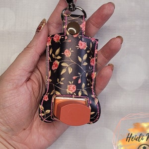 Brown floral vinyl asthma inhaler holder keychain, practical gift for him or her