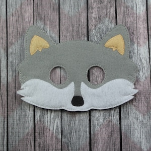 Grey Winter Wolf Felt Halloween Mask For Kids