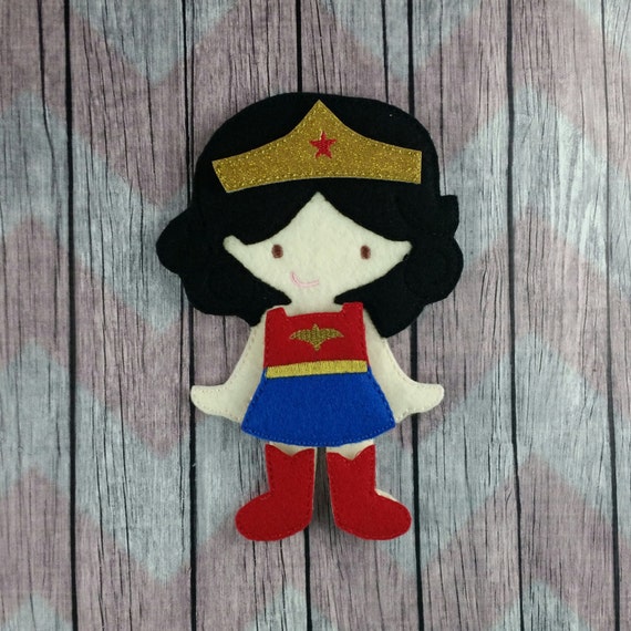 Wonder Girl Felt Doll, Non Paper Doll, flat felt doll, girl super hero doll, educational toy, story board, wonder woman, Amazon princess Il_570xn