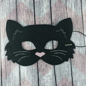 Black Cat costume mask, cat mask costume, black kitty cat mask, white cat kids mask, party favor, pretend play, educational toy, photo prop