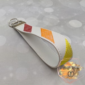 Colorful Rainbow Stripe Design Wrist Lanyard Fob - Marine Vinyl Faux Leather
