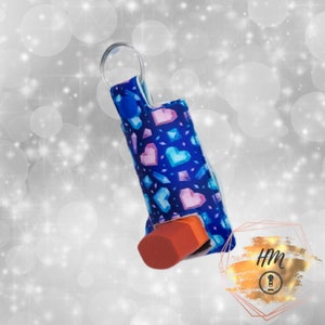 Royal Crystal Hearts marine vinyl asthma inhaler holder keychain