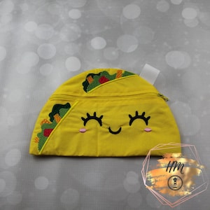 Taco Zipper Bag - Cotton or Marine Vinyl, Customizable Front, Perfect for Coins or Makeup!