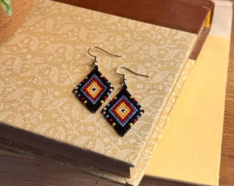 Delica Brick Stitch Beaded Earrings