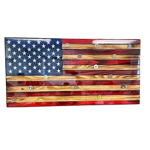 American Flag Challenge Coin Display | Military Coin Holder | Coin Display Case | Veteran Gift | Wall Decor Firefighter Coin Collector Gift
