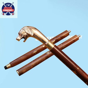 Antique Dog Handle Walking stick, wooden cane, dog shaped handle Stick Cane Gift Handmade 3 fold best gift for Halloween
